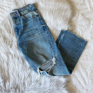 Topshop distressed straight leg jeans